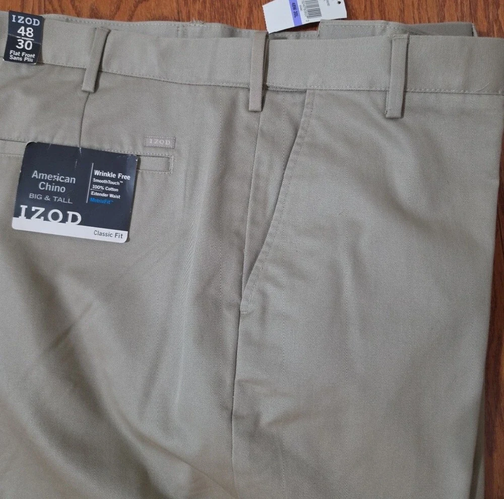 Izod Men's Chino Pants in Light Khaki (Big & Tall)